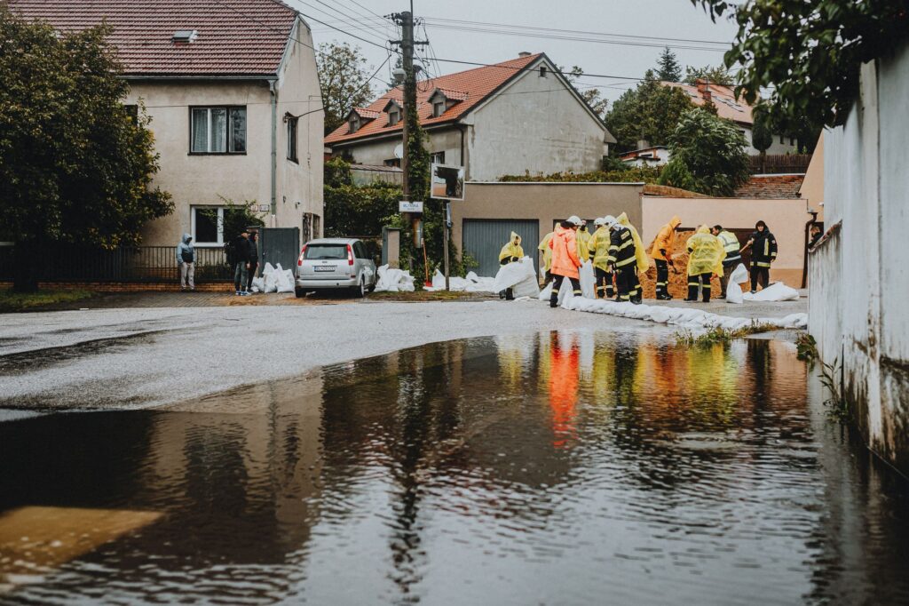 A flooded low-lying street in a Middletown NJ Bayshore neighborhood after a heavy summer rainstorm